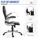 Office Chair PU Leather Gaming Style with Flip-Up Armrests - Black/Grey - Green4Life