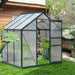 Outsunny 6 x 6 ft Walk-In Polycarbonate Greenhouse with Sliding Door, Galvanised Base & Aluminium Frame - Dark Green - Green4Life