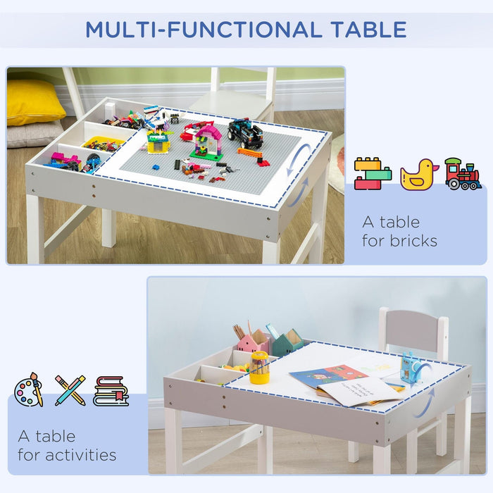 Modern Grey Kids Table and Chair Ensemble with Storage - Green4Life