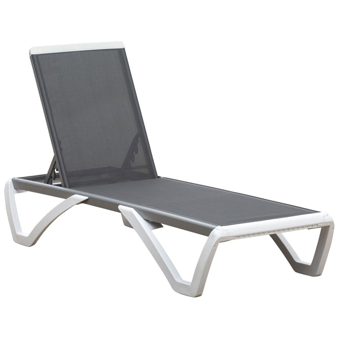 Light Grey Portable Sun Lounger with Adjustable Back - Outsunny - Green4Life