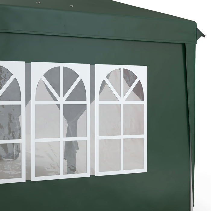 19 x 10 ft (3 x 6m) Elegant Garden Gazebo - Waterproof Canopy with Sidewalls & Windows - Green - Outsunny