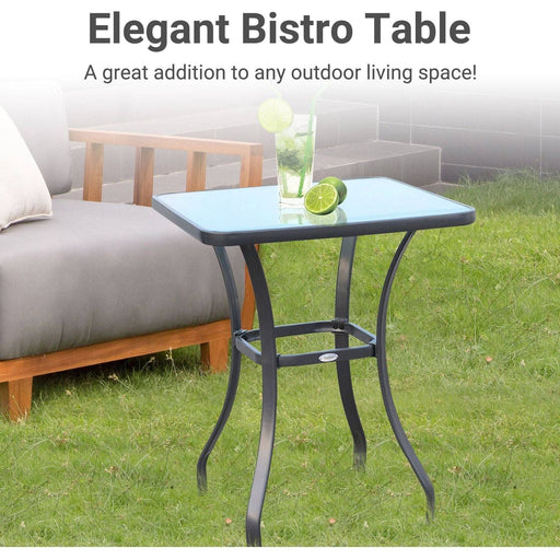 Outdoor Bistro Square Glass Table - Black - Outsunny - Green4Life