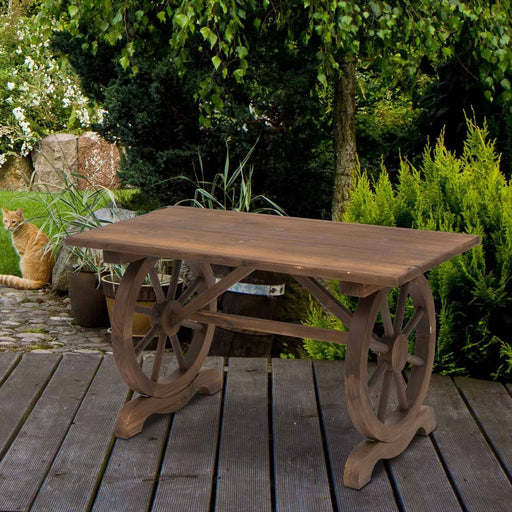Outdoor Natural Fir Wood Dining Table - Water Resistant - Outsunny - Green4Life