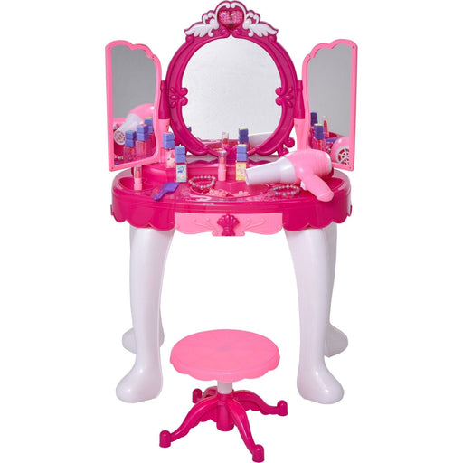 Kids Plastic Vanity Table Set with Sound Effects - Pink - Green4Life