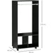 Open Wardrobe on Wheels with Hanging Rail and Shelves - Black - Green4Life