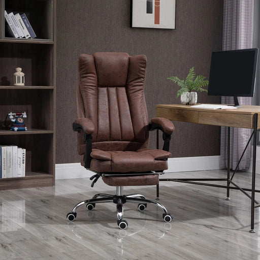 Vinsetto Reclining Office Chair with Armrests and Footrest -  Brown - Green4Life