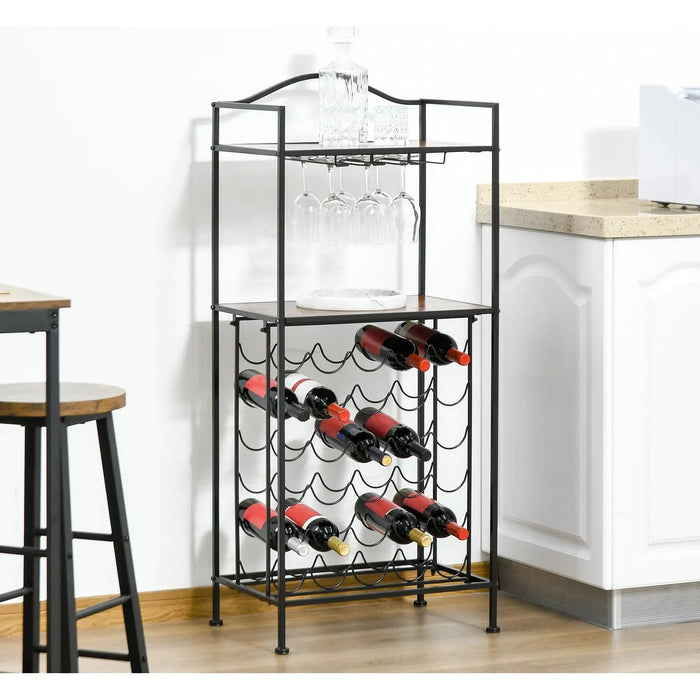 Industrial Style 30-bottle Wine Rack with Glass Holders - Rustic Brown - Green4Life