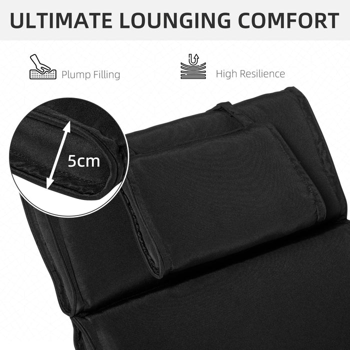 Sun Lounger Cushion - Black - Outsunny - Green4Life