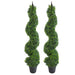 Pair of 120cm (4ft) Tall Artificial Boxwood Tower Trees Topiary Spiral Metal Top - Green4Life