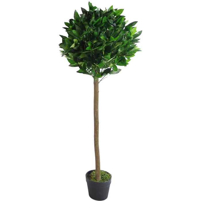 Pair of 120cm (4ft) Topiary Bay Laurel Ball Artificial Trees - Plain Stem - Green4Life