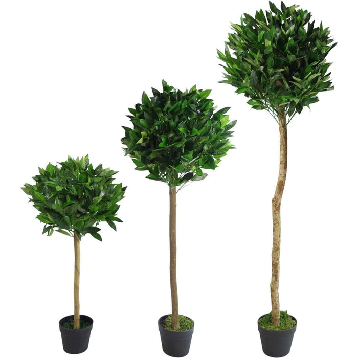 Pair of 120cm (4ft) Topiary Bay Laurel Ball Artificial Trees - Plain Stem - Green4Life