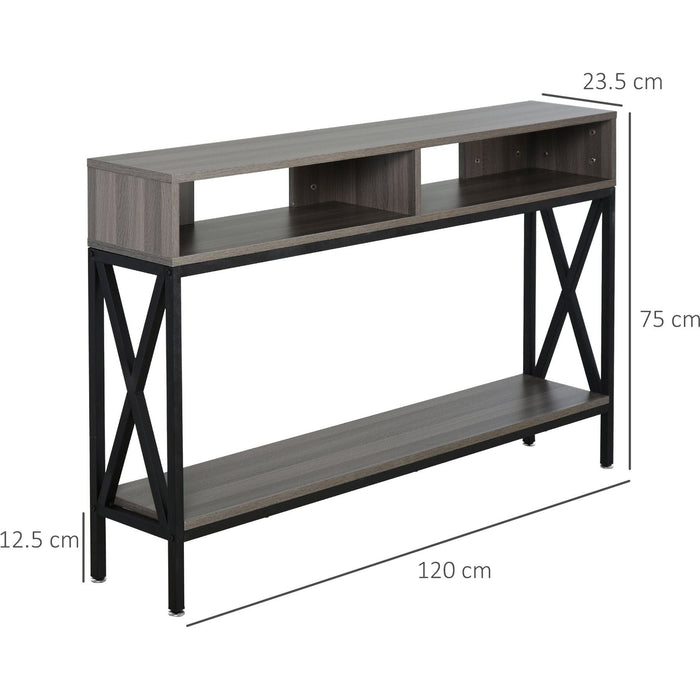 Console Table with 3 Storage Compartments - Grey & Black - Green4Life