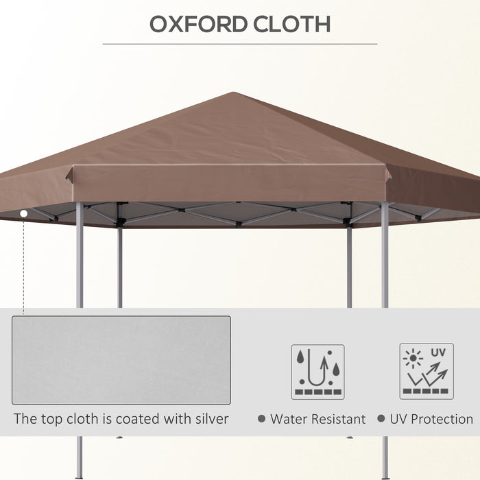 13 x 13 ft (4 x 4m) Hexagonal Garden Gazebo with Metal Frame - Brown - Outsunny