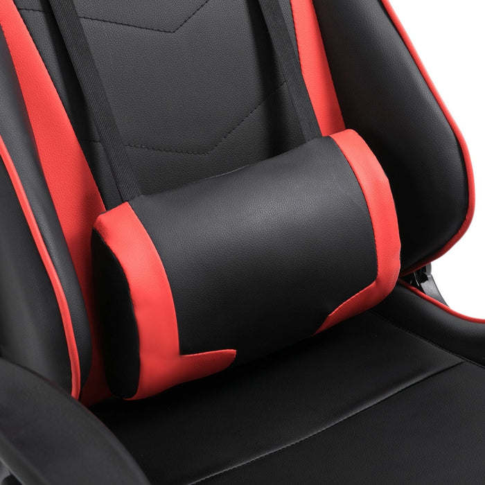 HOMCOM High-Back Faux Leather Gaming Chair with Footrest - Red/Black - Green4Life