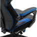 PU Leather Gaming Chair with Footrest and Headrest - Blue/Black - Green4Life