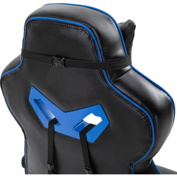 PU Leather Gaming Chair with Footrest and Headrest - Blue/Black - Green4Life