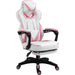 PU Leather Gaming Chair with Footrest and Headrest - Pink/White - Green4Life