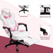 PU Leather Gaming Chair with Footrest and Headrest - Pink/White - Green4Life