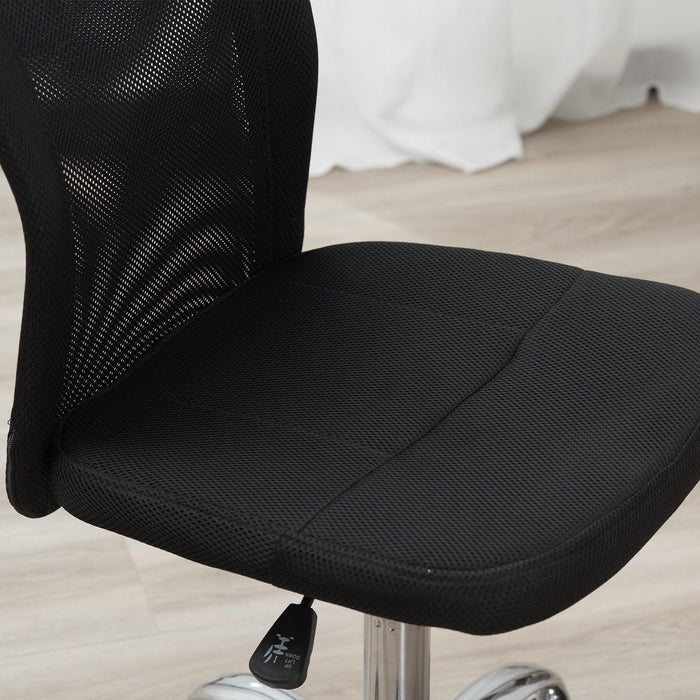 Vinsetto Ergonomic Mid Back Mesh Desk Chair, Armless & Height Adjustable with Swivel Wheels - Black - Green4Life