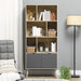 Modern Freestanding Bookcase with 6 Open Shelves & Bottom Cabinet - Natural/Dark Grey - Green4Life