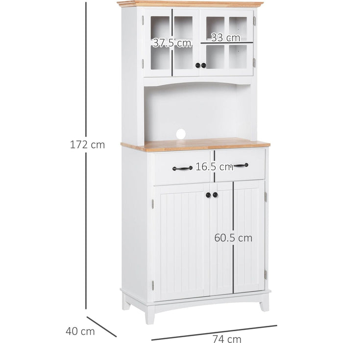 Freestanding Kitchen Cabinet with Framed Glass Doors, 2 Drawers & Countertop - White - Green4Life