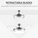 Ceiling Fan with Light, Retractable Blades & Dimmable LED Lighting - Green4Life