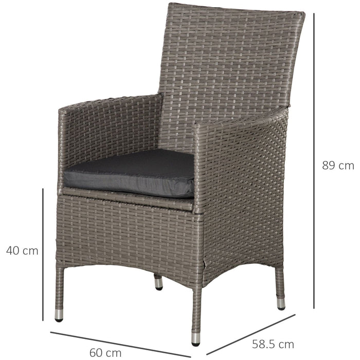 Outsunny Café Charm Rattan Armchair Duo - Grey - Green4Life