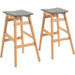 Set of 2 Curved Seat Wooden Bar Stool with Linen Cushion & Beech Wood Legs - Natural - Green4Life