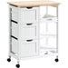 Kitchen Island Cart with Wooden Top, Shelves & Drawers - White - Green4Life