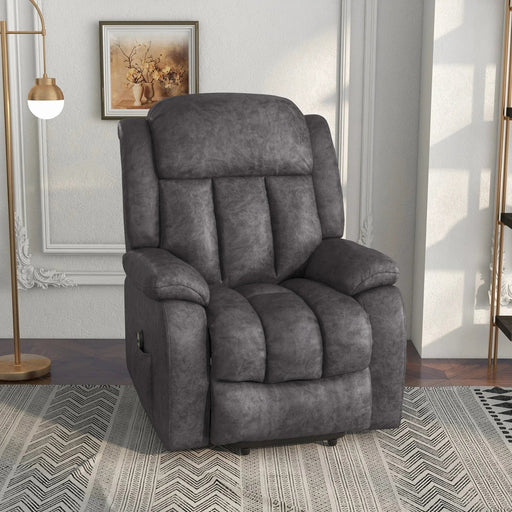Riser and Recliner Armchair for the Elderly, with Microfibre Upholstery, Remote Control & Footrest - Grey - Green4Life