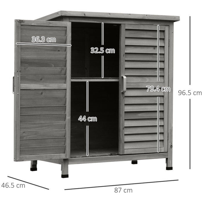Outsunny 87L x 46.5W x 96.5H cm Solid Fir Wood Garden Storage Unit - Grey - Green4Life