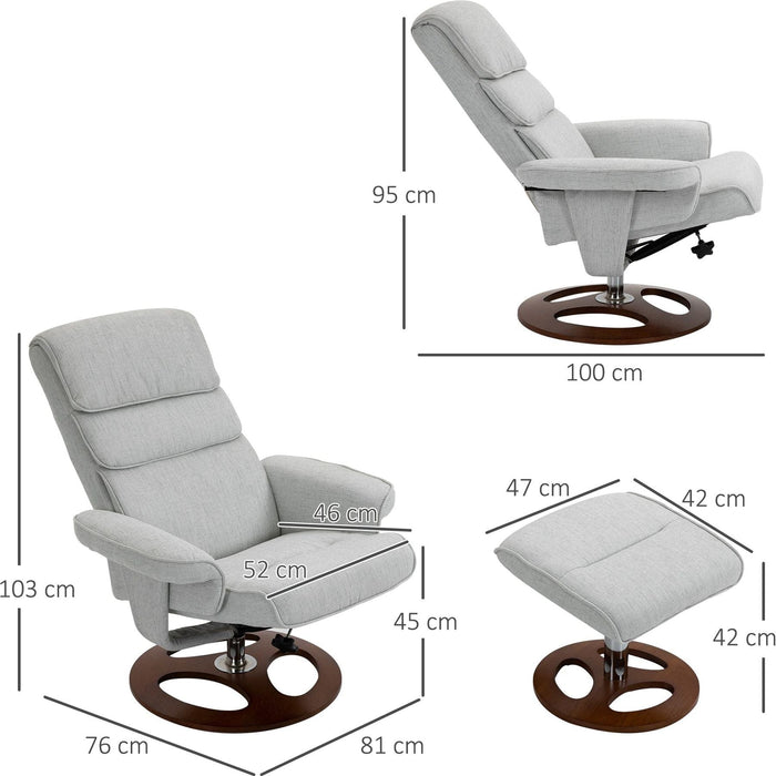 Recliner Swivel Chair & Ottoman Set - Grey - Green4Life