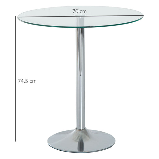 Round Bistro Table with Tempered Glass Top and Steel Base - Silver - Green4Life