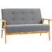 2-Seater Linen Fabric Upholstery Tufted Sofa with Rubberwood Legs - Dark Grey - Green4Life