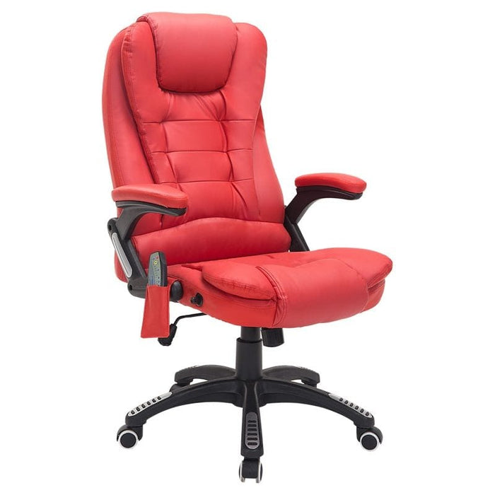 HOMCOM Faux Leather Reclining Massage Office Chair with Heat Points - Red - Green4Life