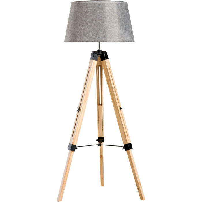 Wooden Tripod Floor Lamp - Grey Shade - Green4Life