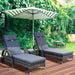 Set of Two PE Rattan Sun Loungers with Side Table - Grey - Green4Life