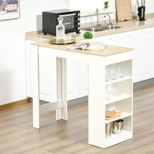 Bar Table with 4-Tier Storage Shelves - Natural/White - Green4Life