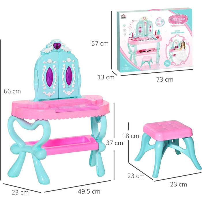2 In 1 Musical Piano Kids Dressing Table Set, 32 PCS Beauty Kit, for Ages 3-6 Years - Pink/Blue - Green4Life