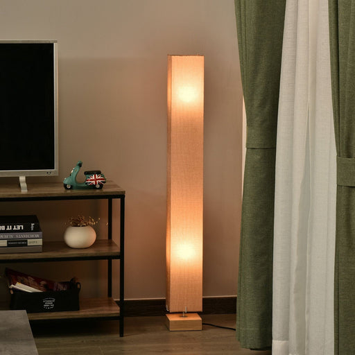 Modern Linen Floor Lamp with Wooden Base - Green4Life