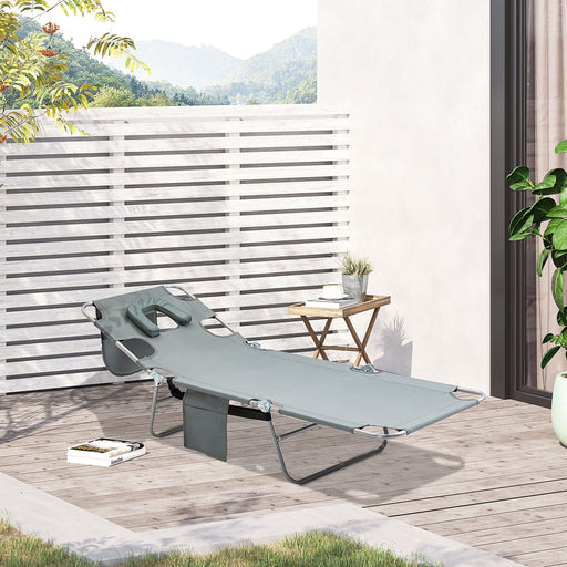 Slate Grey Sun Lounger with Face Opening & Armrests - Outsunny - Green4Life