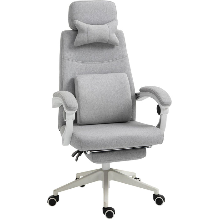 Vinsetto Office Chair with Manual Footrest & 2 Pillows - Grey - Green4Life