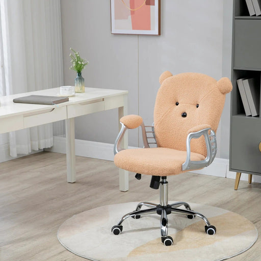 Vinsetto Bear Shape Desk Chair with Teddy Fleece Fabric, Padded Armrests, Tilt Function & Adjustable Height - Brown - Green4Life