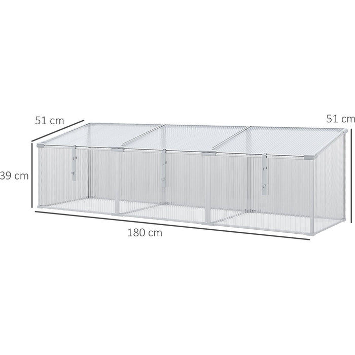 Outsunny 180L x 51W x 51H cm Polycarbonate Greenhouse with Aluminum Frame - Transparent - Green4Life