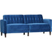 Velvet-Touch Tufted Convertible Sofa Bed with Adjustable Split Back - Blue - Green4Life