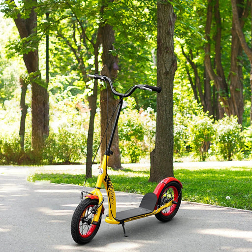 Kids Scooter with Adjustable Height, Front & Rear Dual Brakes, for Ages 5+ Years - Yellow - Green4Life