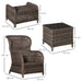 Rattan Furniture Lounge Set with Footstools and Side Table - Brown - Outsunny - Green4Life