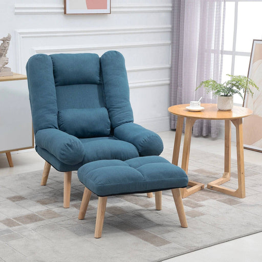 Reclining Armchair with Matching Stool - Blue - Green4Life