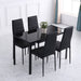 Rectangular Dining Table for 4 People with Tempered Glass Top & Metal Legs (Chairs not included) - Black - Green4Life