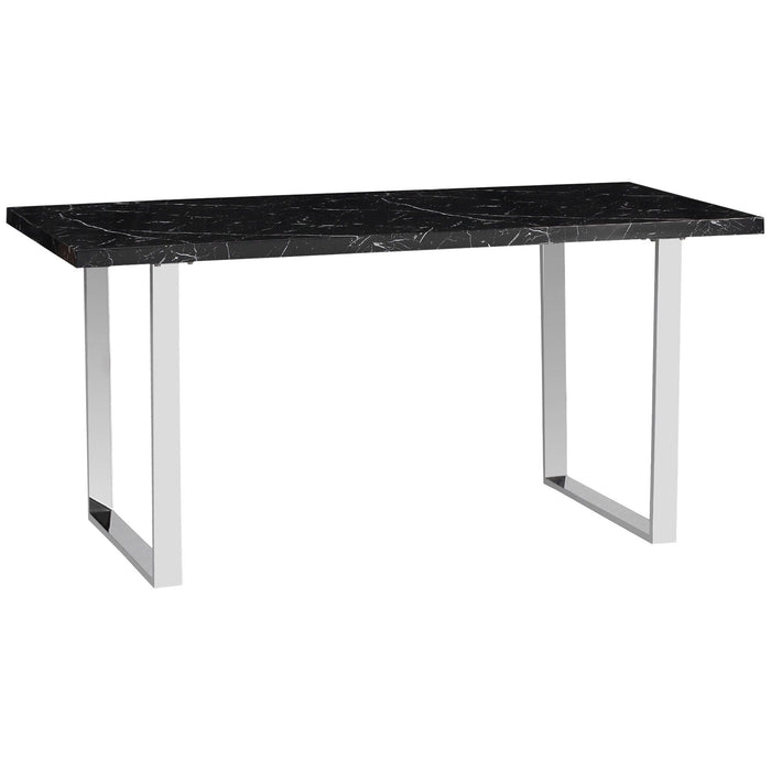 Rectangular Dining Table with Marble Effect Tabletop & Steel Legs - Black - Green4Life